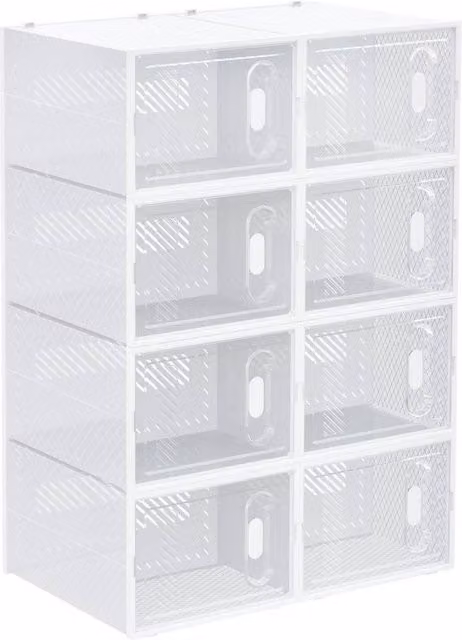 NESTLUNE 8-Piece Stackable Clear Plastic Shoe Storage Box Set