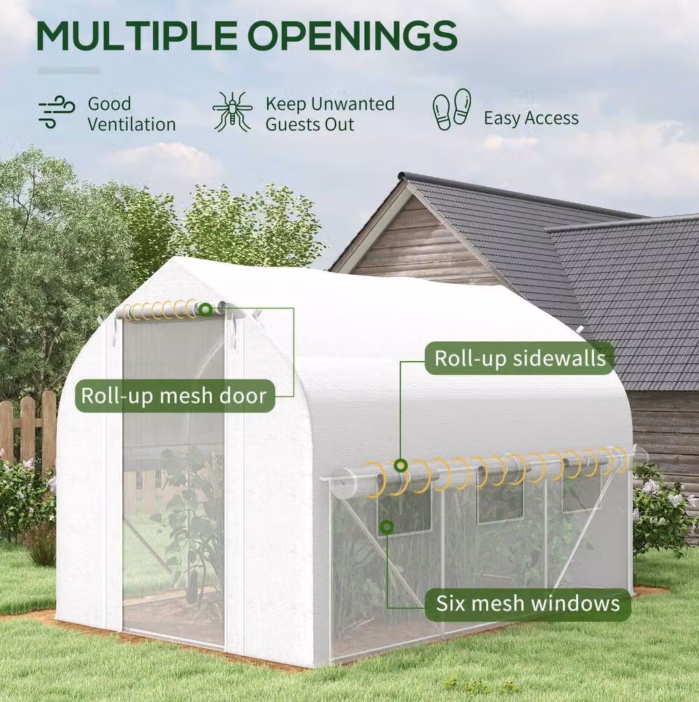 STILVORA Walk-in Greenhouse with 6 Windows in White, W/D/H: 300 x 200 x 200 cm – 4