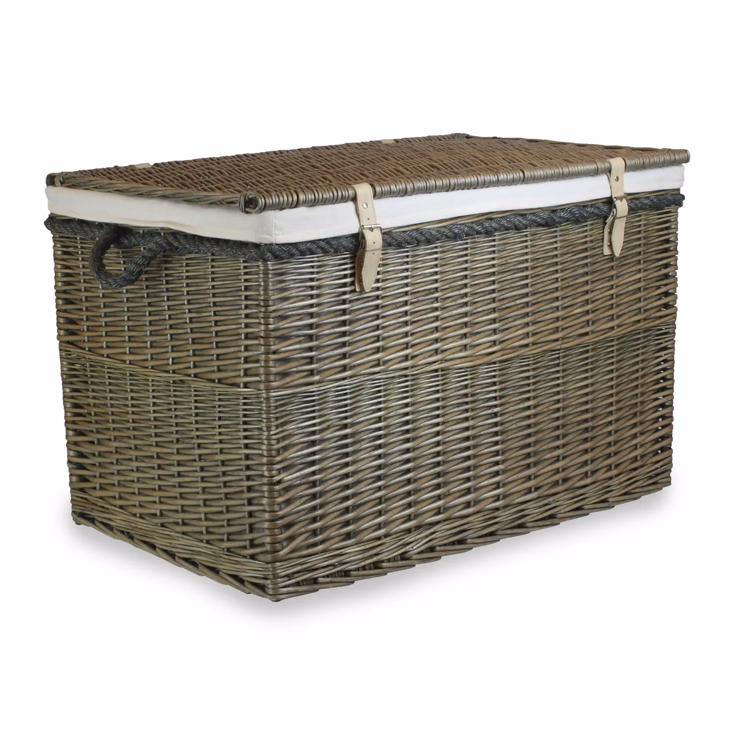 Red Hamper Large Antique Wash Wicker Storage Basket in White – 3