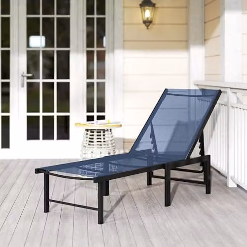 Outsunny Reclining Sun Lounger with Adjustable Headrest and Textilene Seat, Blue, W/D/H: 120 x 60 x 84 cm – 7
