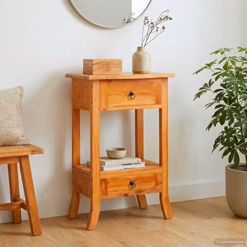 vidaXL Rustic Mahogany Wood Console Table, Beige, W/D/H: 50.5 x 30 x 75.5 cm – 2