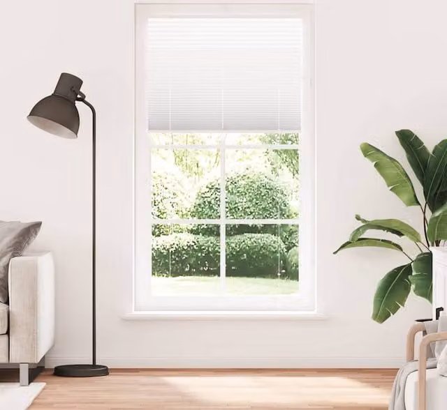 Berkfield Home Single Pleat Fabric Blind in White, W/H: 105 x 200 cm
