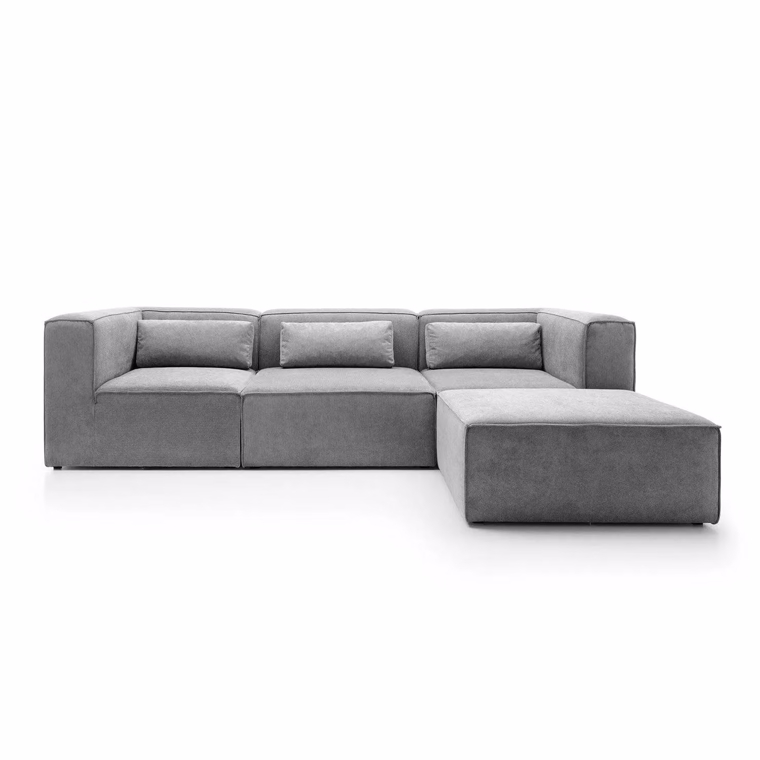 Abakus Direct Doris Reversible L-Shaped Corner Sofa in Light Grey Cord Fabric, W: 282 cm, D: 163 cm, H: 73 cm – 2