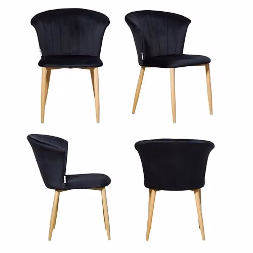Life Interiors Elsa Set of 4 Velvet Dining Chairs in Black – 4