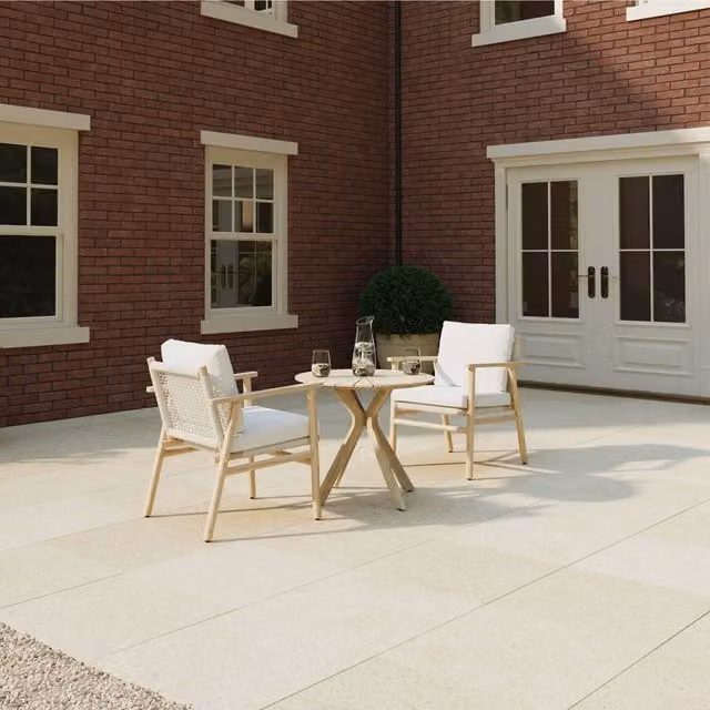 Charles Bentley Bistro Set Acacia and Weave Garden Furniture with Beige Cushions - Natural