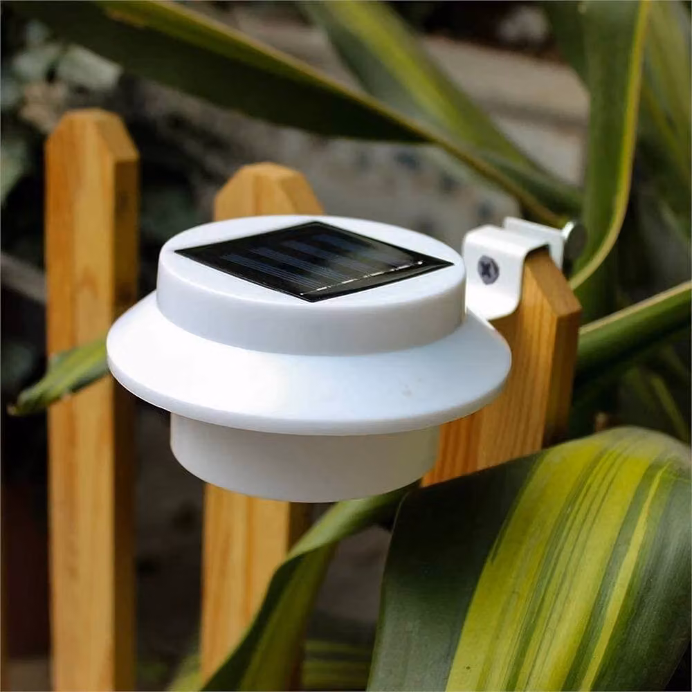SPETLEK 4-Pack White Solar LED Gutter Lights for Outdoor Garden Wall and Fence with Dusk Sensor – 4