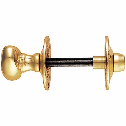 Loops Oval Thumbturn Lock with Coin Release Handle on 36mm Rose in Polished Brass