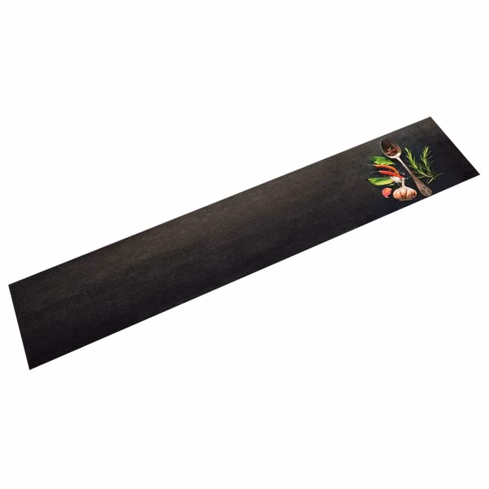 Berkfield Home Spices Washable Velvet Kitchen Rug, Black, W: 60 cm, L: 300 cm – 2