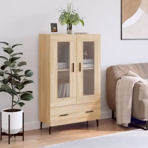 vidaXL Modern Highboard in Brown with Glass Doors, W/D/H: 69.5 x 31 x 115 cm – 2
