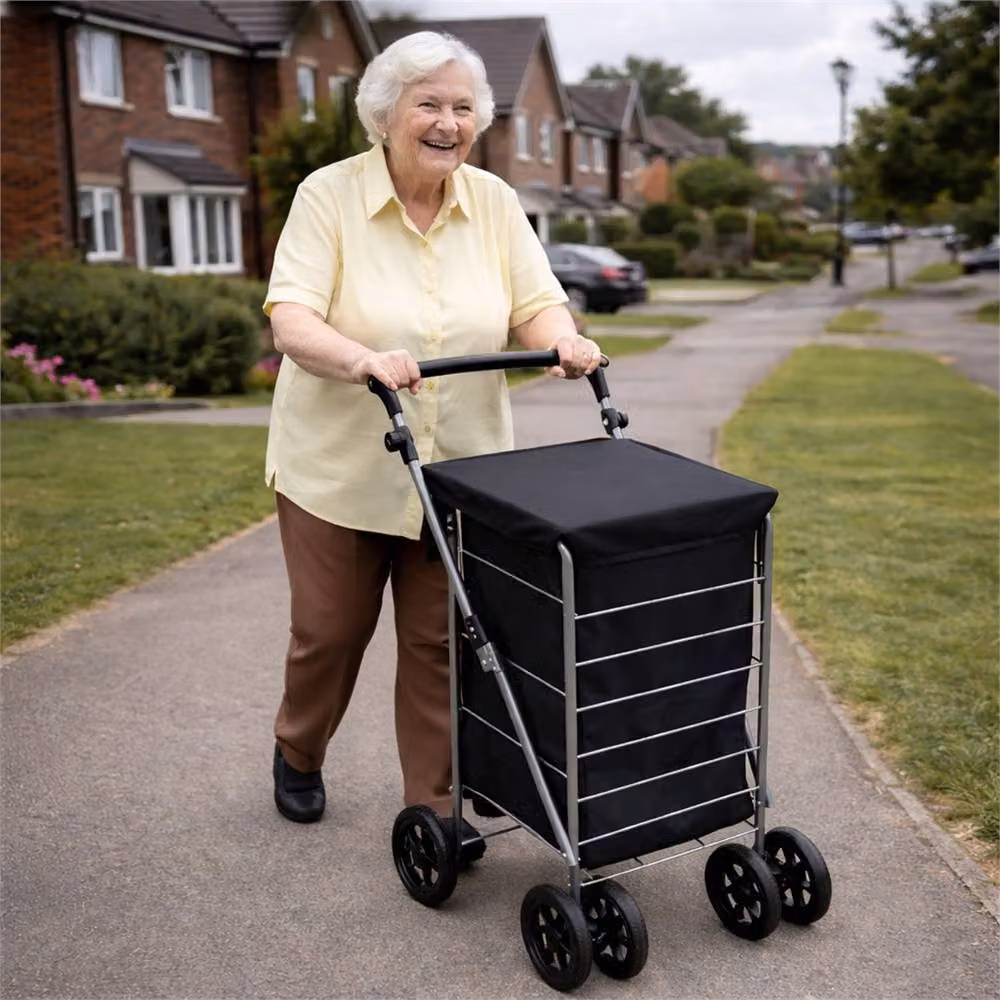 SPETLEK 4 Wheel Folding Shopping Trolley Cart in Black – 4