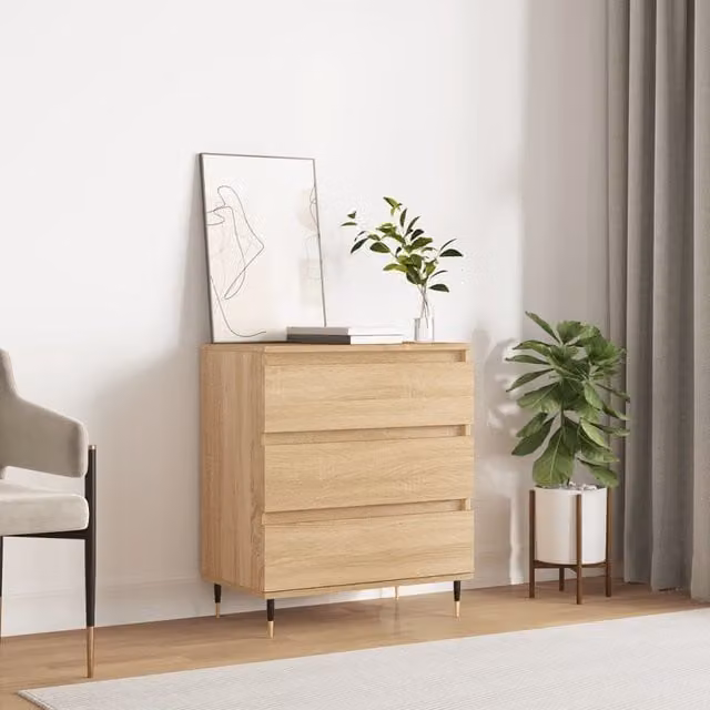 Berkfield Home Sonoma Oak Sideboard in Brown, W/D/H: 60 x 35 x 70 cm