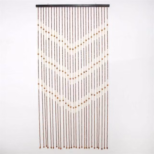 Nordara Wooden Beads Door Curtain Room Divider Screen in Beige, W: 90 cm, H: 175 cm – 1