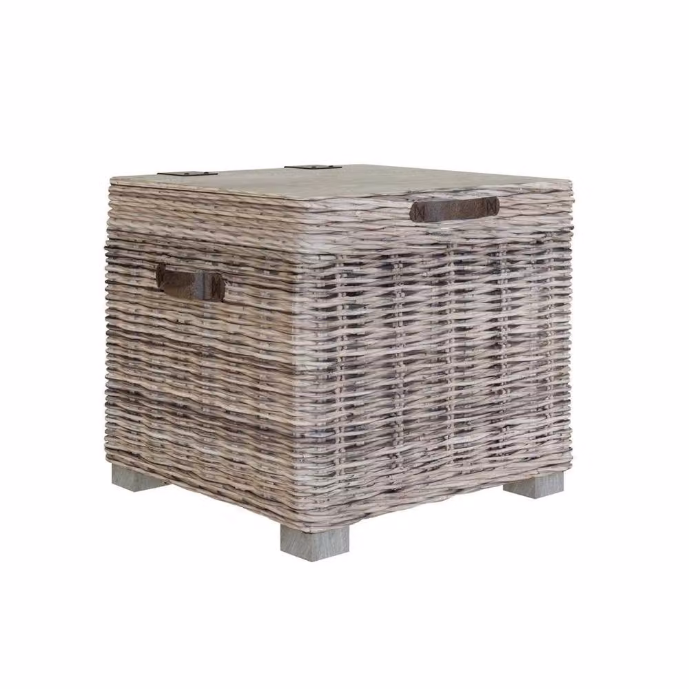 KORVIXA Ready Assembled Rustic Pine Lift Up Storage Side Table in Grey and Multicolour, W: 100 cm x D: 100 cm – 3