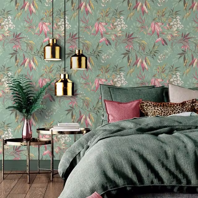 Belgravia Decor Kanata Sage Floral and Botanical Wallpaper Roll