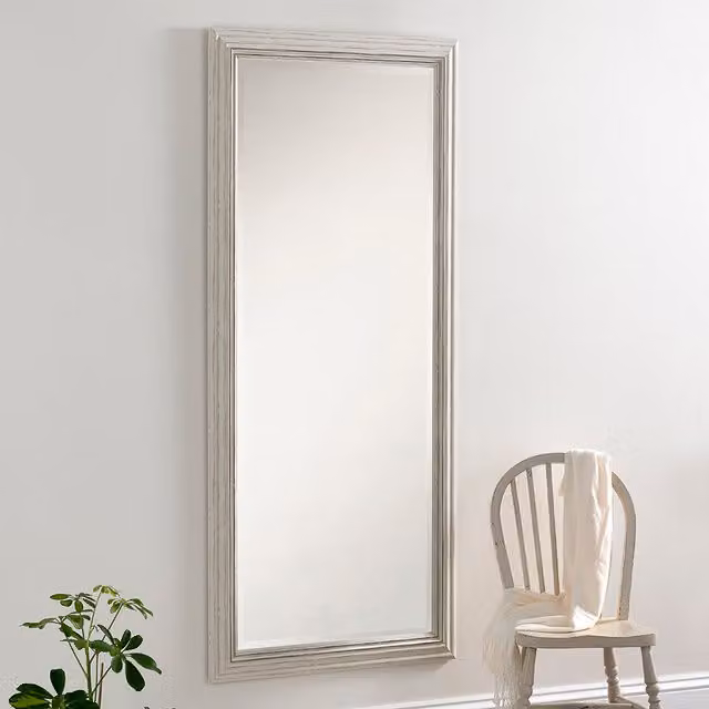 Yearn Shabby Chic Rectangular Geometric Wall Mirror in White, Height: 167 cm