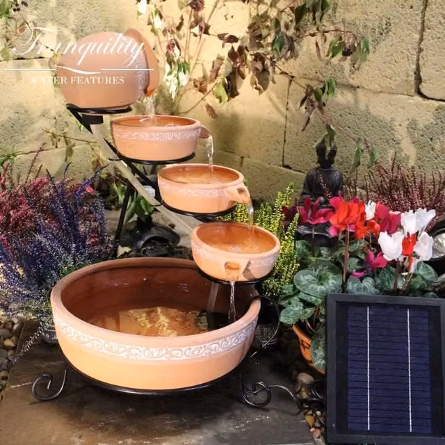 Tranquility Grey Ceramic Terracotta Traditional Solar Cascade Water Feature