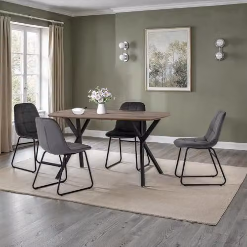 Seconique Athens Rectangular Dining Set with 4 Lukas Chairs in Oak and Grey – 5