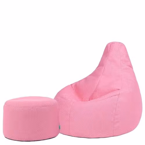icon Mesh Gaming Bean Bag and Footstool with Filling Included, Pink – 1
