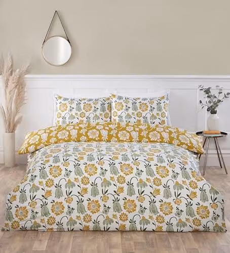 Rapport Home Victorian Bloom Floral Microfibre Reversible Single Bedding Set, Green and Multicolour, Duvet Cover 135 x 200 cm and Pillowcase 50 x 75 cm – 1