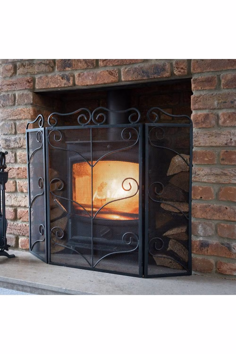 KDMD Black Ornate Heavy Large Fire Screen – 2
