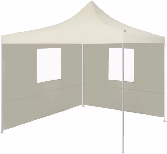 Berkfield Home Professional Folding Party Tent with 2 Sidewalls, Steel and PVC, Beige, W/D/H: 2 x 2 x 2 m