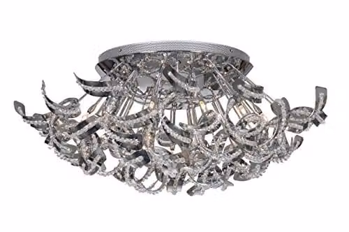 Linea Verdace Volupta Glass and Crystal Ceiling Light in Chrome and Silver, W/D/H: 19 x 20 x 30 cm