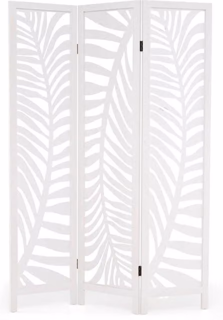 Costway 3-Panel Floral Room Divider, White Freestanding Privacy Screen, Height: 170 cm