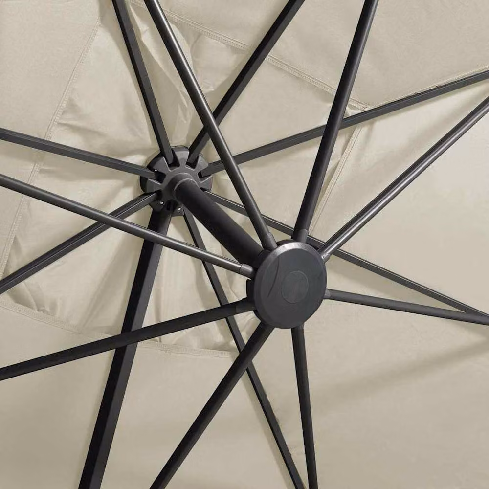 Berkfield Home Cantilever Umbrella with Pole and LED Lights in Beige Sand, W/D/H: 300 x 300 x 258 cm – 2