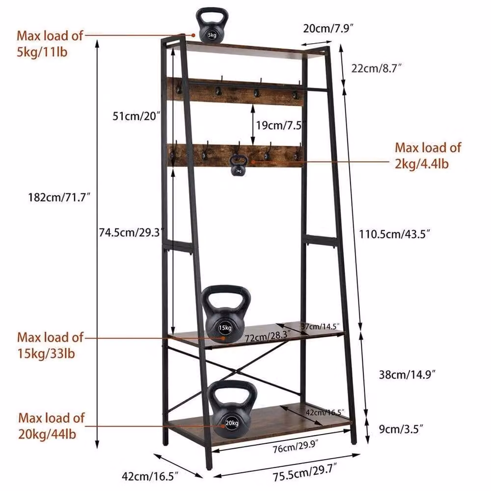 NESTLUNE Industrial Clothes Rail Rack and Coat Stand in Black, W: 100 cm, D: 15 cm, H: 9 cm – 1