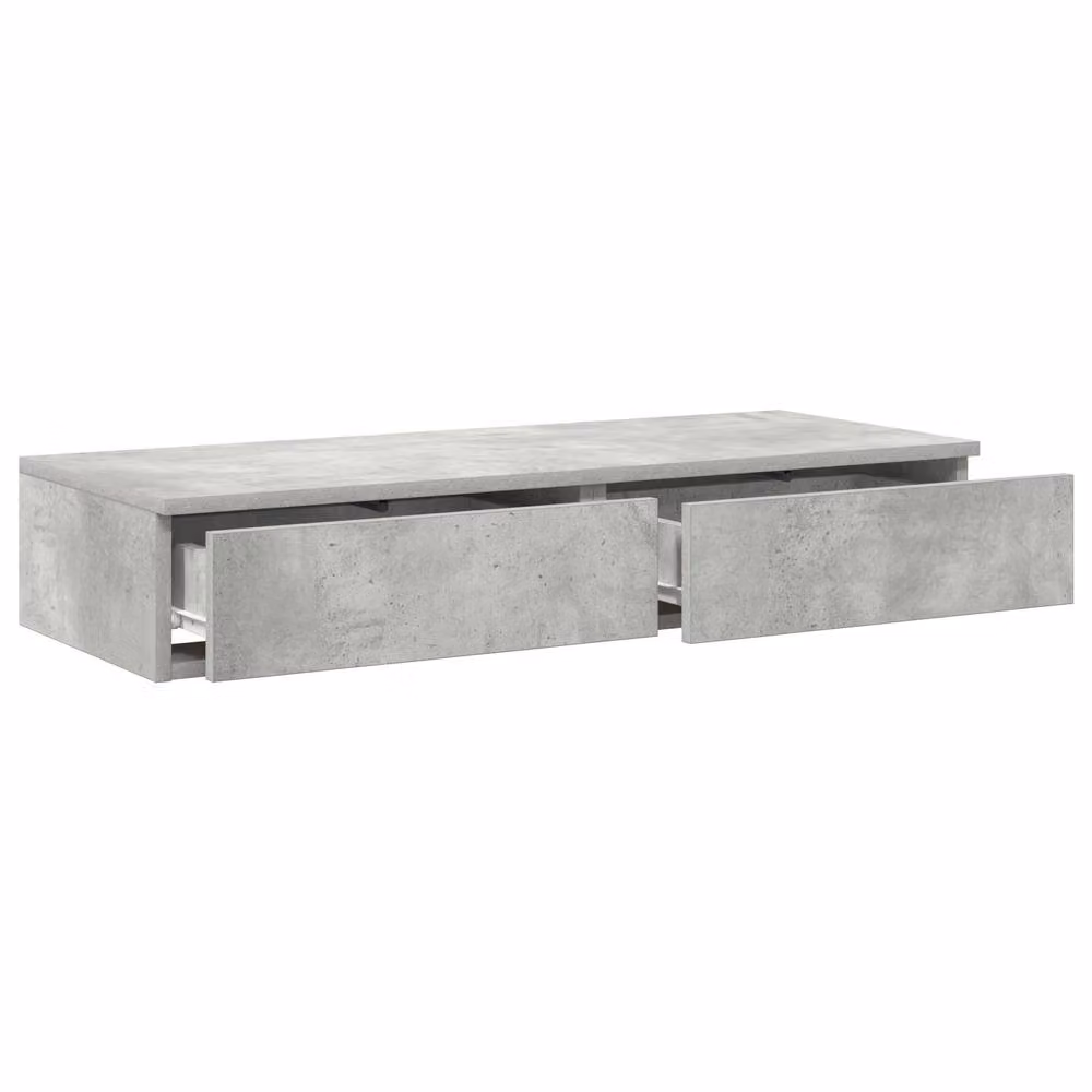 Berkfield Home Wall Mounted Bedside Table in Concrete Grey, W/D/H: 100 x 36.5 x 16.5 cm – 1
