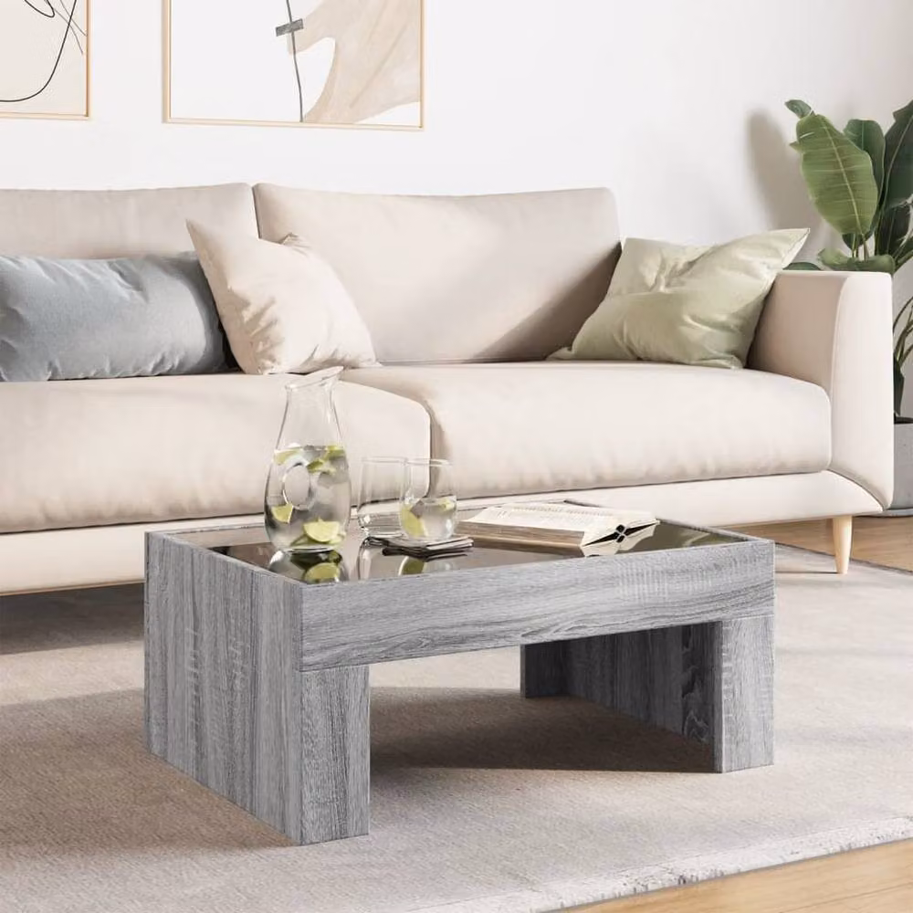 Berkfield Home Infinity LED Decorative Coffee Table in Grey Sonoma, W: 70 cm, D: 50 cm, H: 30 cm – 2
