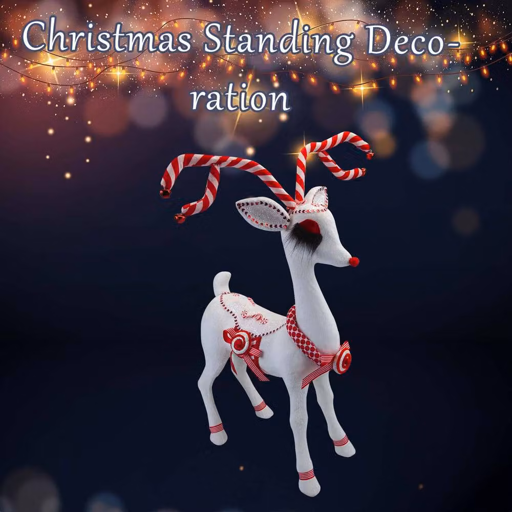 VFM e-Store Christmas Reindeer Decoration, White and Red, H 60 cm x W 16 cm – 2