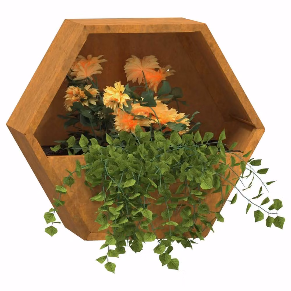 Berkfield Home Rusty Corten Steel Window Box Wall Planters, 2 Pack, Brown, W: 30 cm, D: 10 cm, H: 25 cm – 3