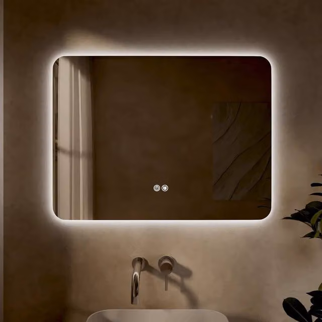 Banyetti Quadra Rectangular Backlit LED Mirror in Clear, W: 60 cm, H: 80 cm