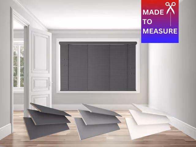 Caecus Made To Measure Faux Wood String Venetian Blind in Grey