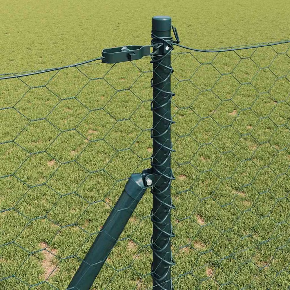 Berkfield Home Green Powder-Coated Steel Hexagon Fence, H: 120 cm x W: 10 m – 4