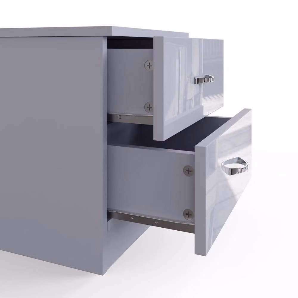 FORGEVIO 2 Drawer Bedside Table Cabinet in Grey, W/D/H: 40 x 40 x 46 cm – 3