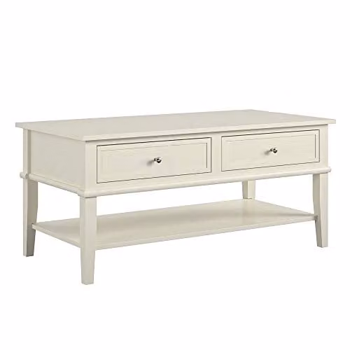 Ameriwood Home Franklin Coffee Table in White, W: 103 cm, D: 52 cm, H: 47 cm