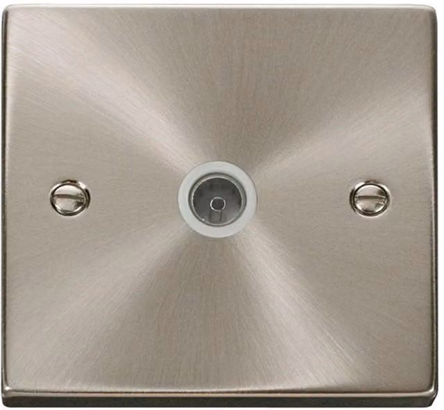 SE Home 1 Gang Single Coaxial TV Socket in Metallic Silver with Satin Brushed Chrome Plate