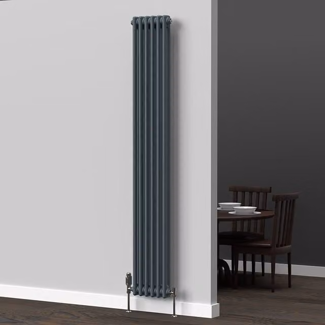 Lux Heat Vertical Coloured Column Radiator in Slate Grey, H 180 cm x W 29 cm