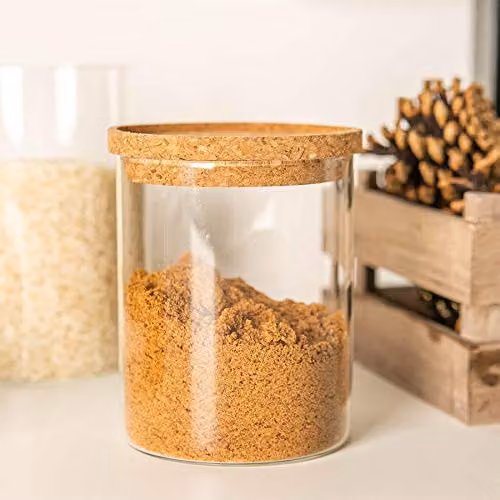 Argon Tableware Scandi Glass Storage Jars with Cork Lids, 0.75 l, 6 Pack, Transparent – 2