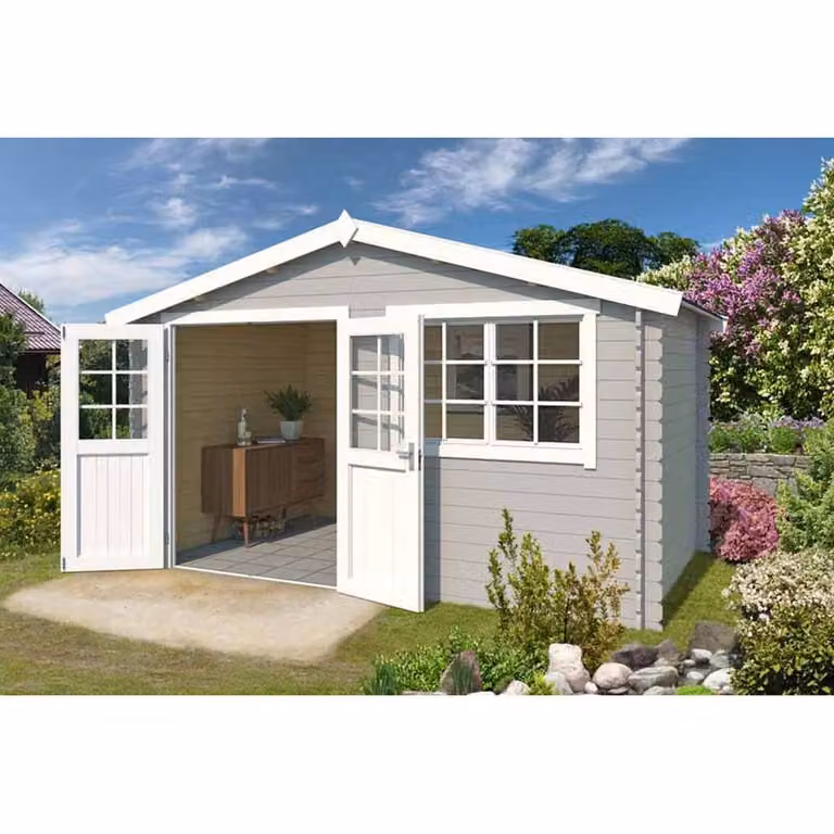 Lasita Maja Ltd Axel 230 Log Cabin Garden Room and Home Office in Light Brown, W: 250 cm, D: 415.1 cm, H: 245.1 cm
