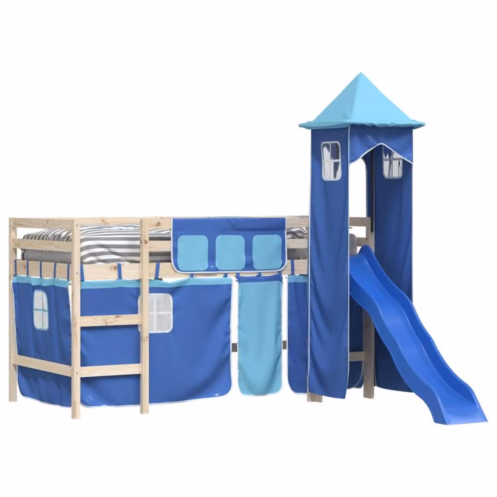 Berkfield Home Opaque Blue Polyester Loft Bed Curtains for Children – 4