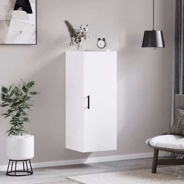 Berkfield Home Wall Mounted Cabinet in White, W/D/H: 34.5 x 34 x 90 cm – 1