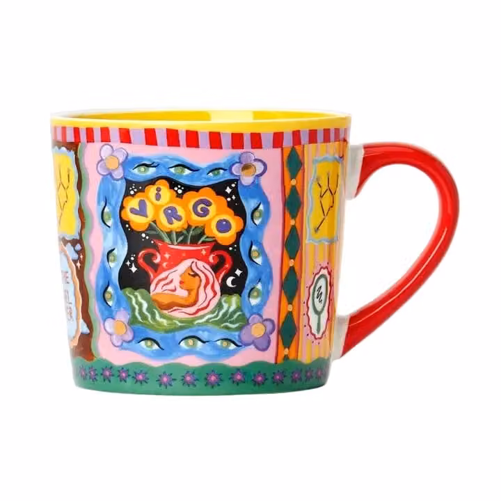 Eleanor Bowmer Virgo Zodiac Bone China Mug in Red and Multicolour