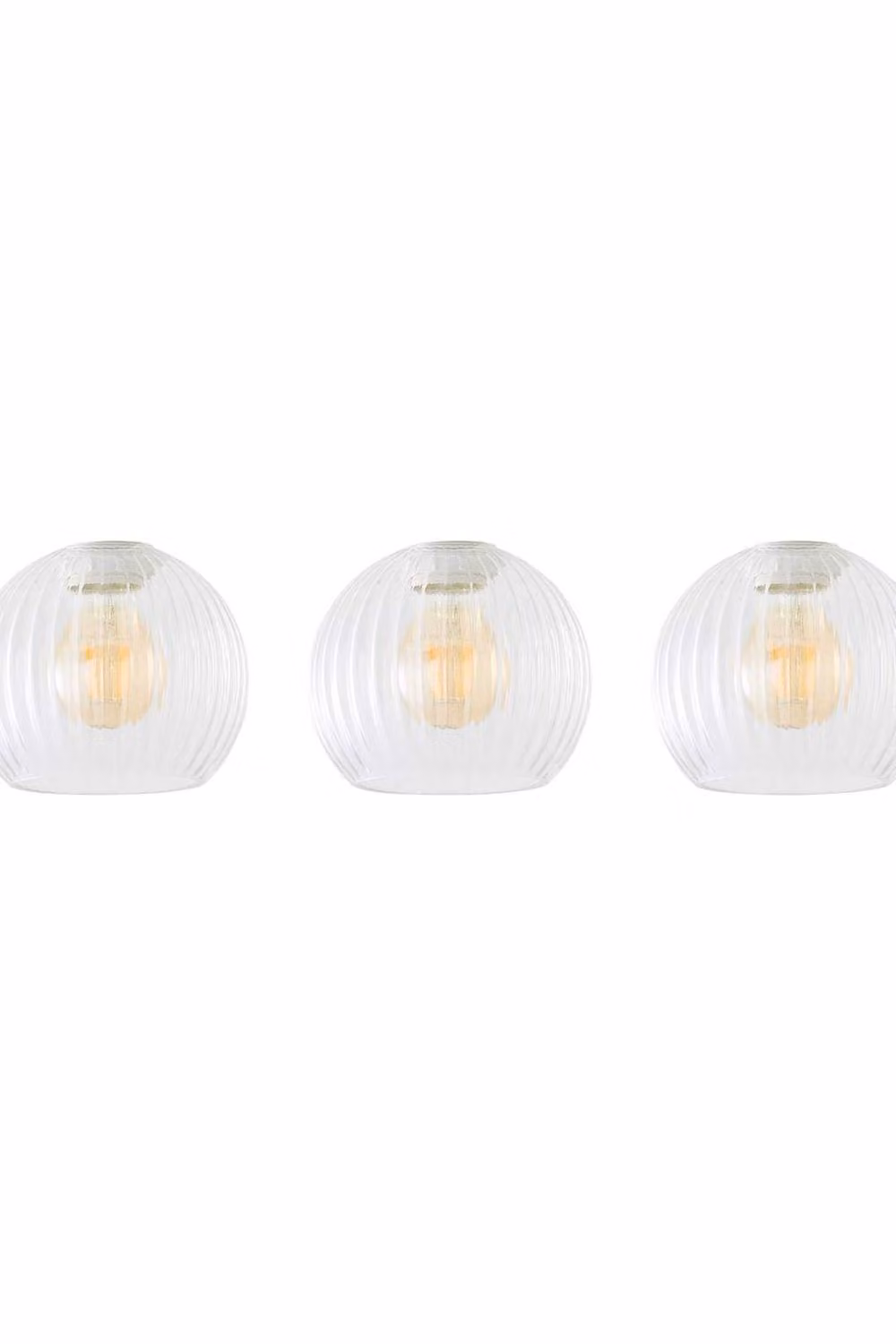 ValueLights Maddison Set of 3 Small Transparent Ribbed Glass Globe Easy Fit Lamp Shades – 2