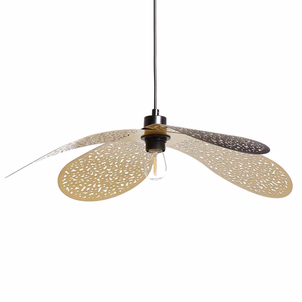 Wyld and Coco Black Metal Pendant Lamp with Perforated Petal Shade – 2