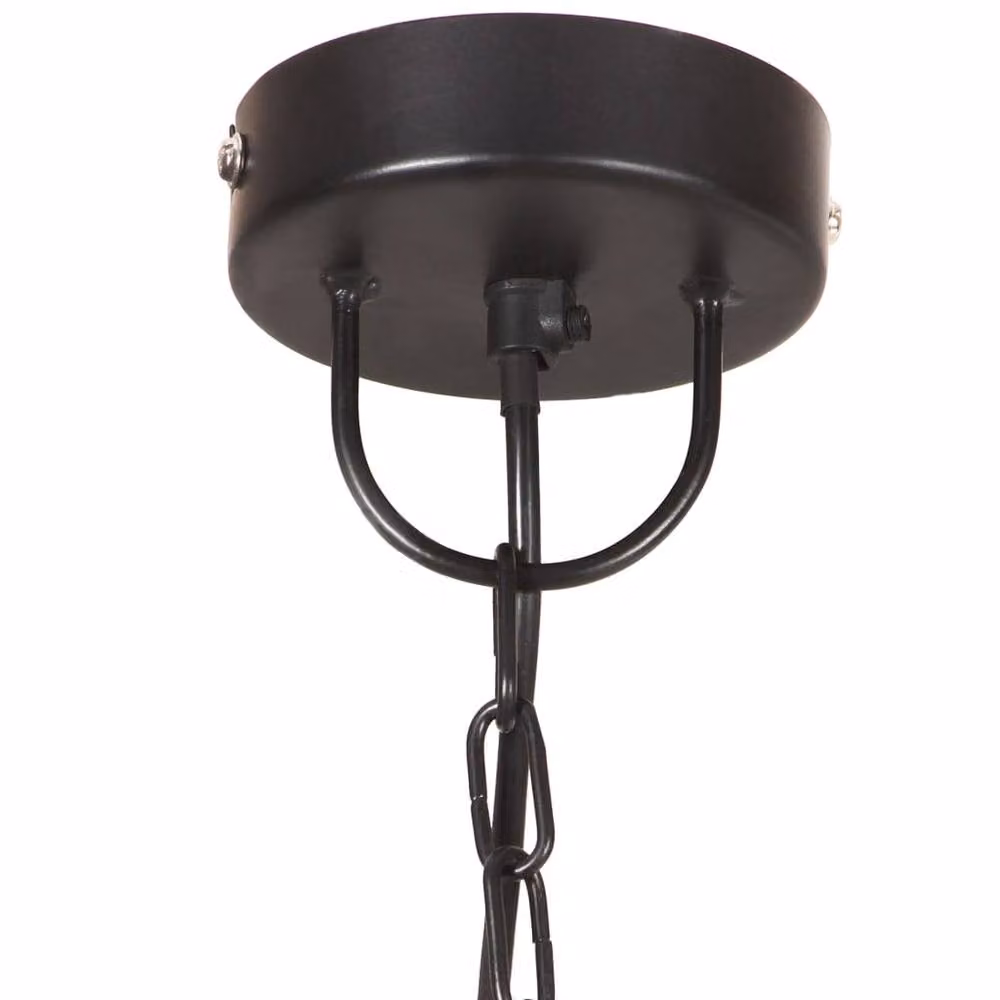 Berkfield Home Round Industrial Hanging Lamp, Black Metal, Diameter: 48 cm, E27 – 3