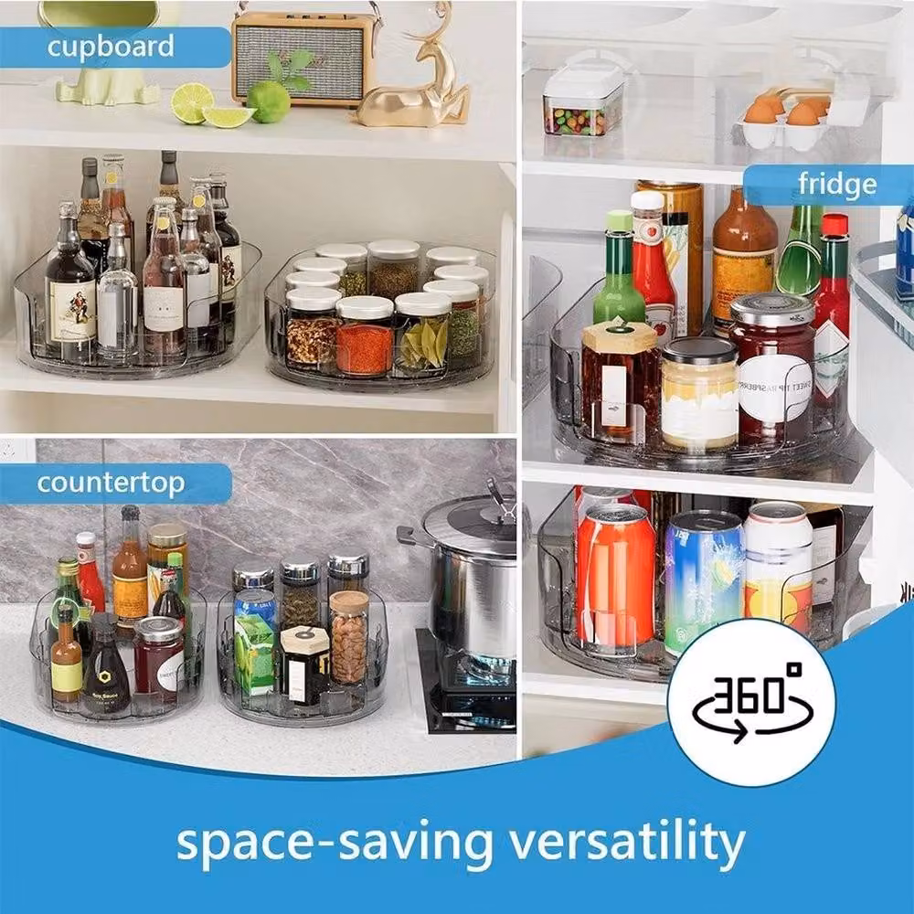NESTLUNE Transparent Acrylic Rotating Fridge Cabinet and Kitchen Spice Storage Rack – 4