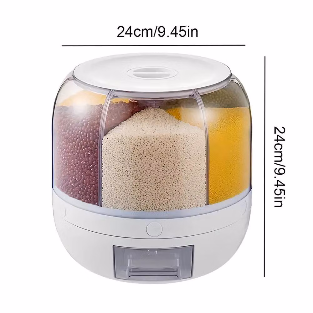 EONLION Airtight Food Sealed Storage Container and Grain Box in White and Transparent Plastic with Compartments – 2